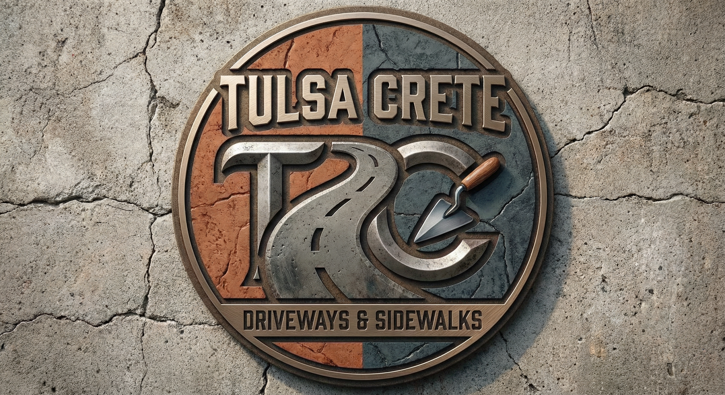 TulsaCrete Logo on Concrete